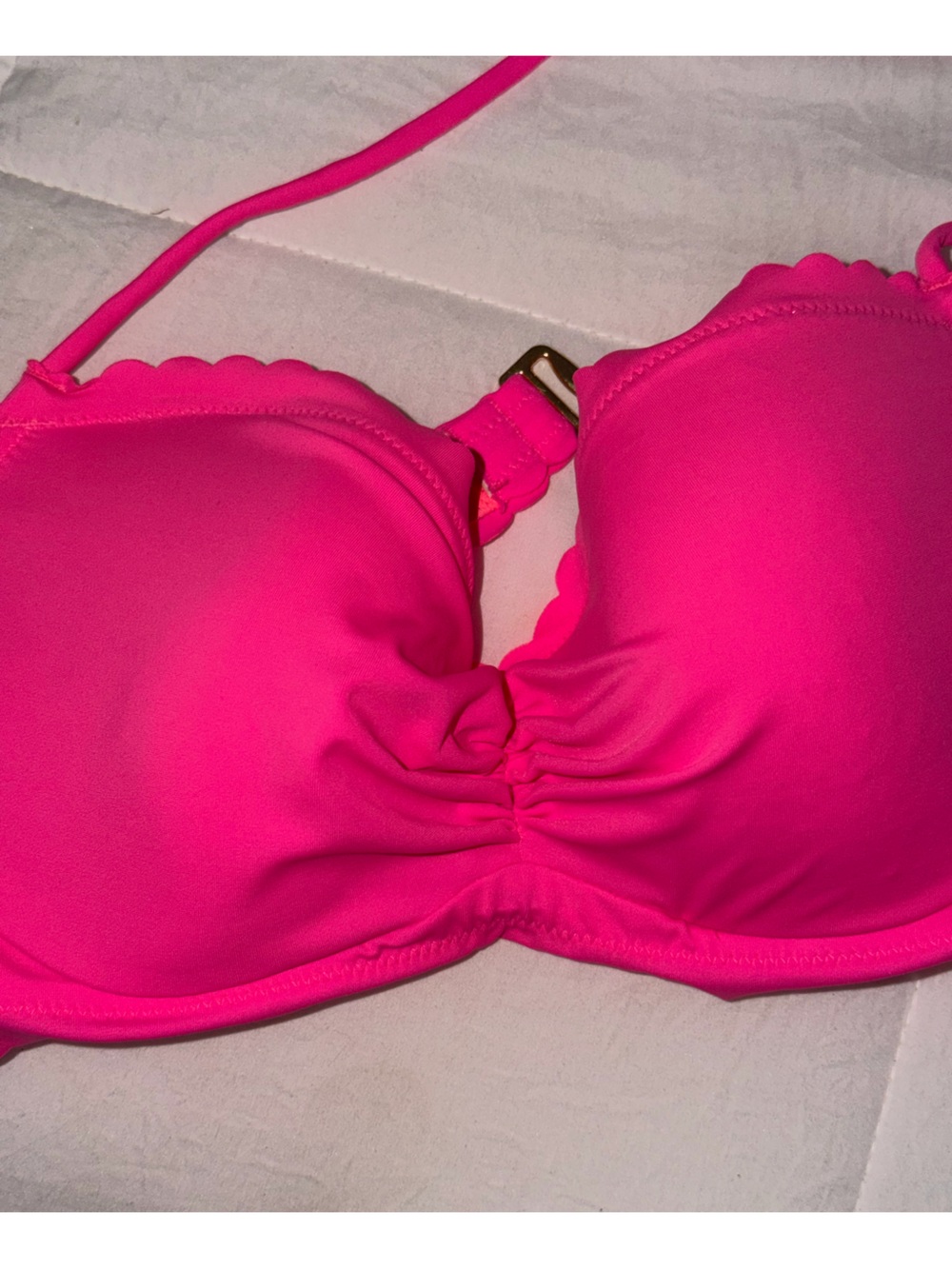 Victoria's Secret Neon Pink Scallop Bikini Top